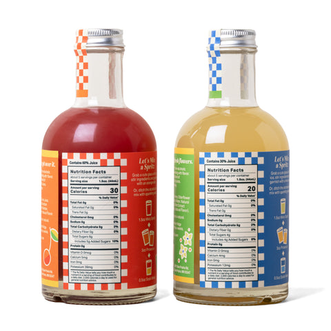 Mixly Spritz Mixers Nutrition Fact Panels