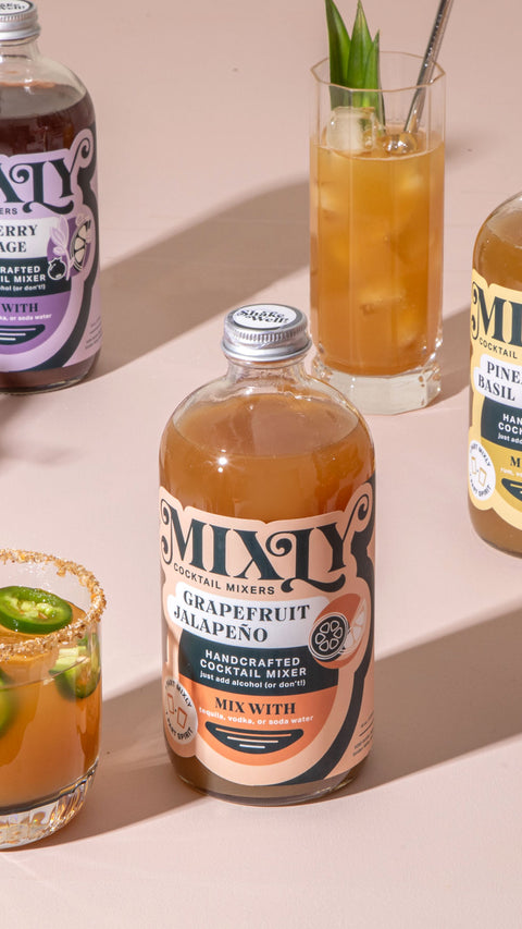 Mixly Premium, Clean-Ingredient Cocktail or Mocktail Mixers Basil Lime and Strawberry Pomegranate