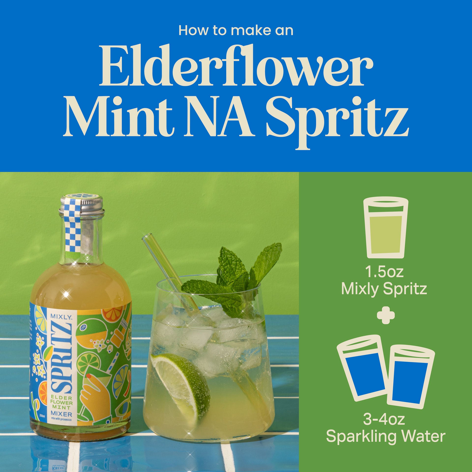 Elderflower Mint Spritz | Non Alcoholic Cocktail & Mocktail Mixer