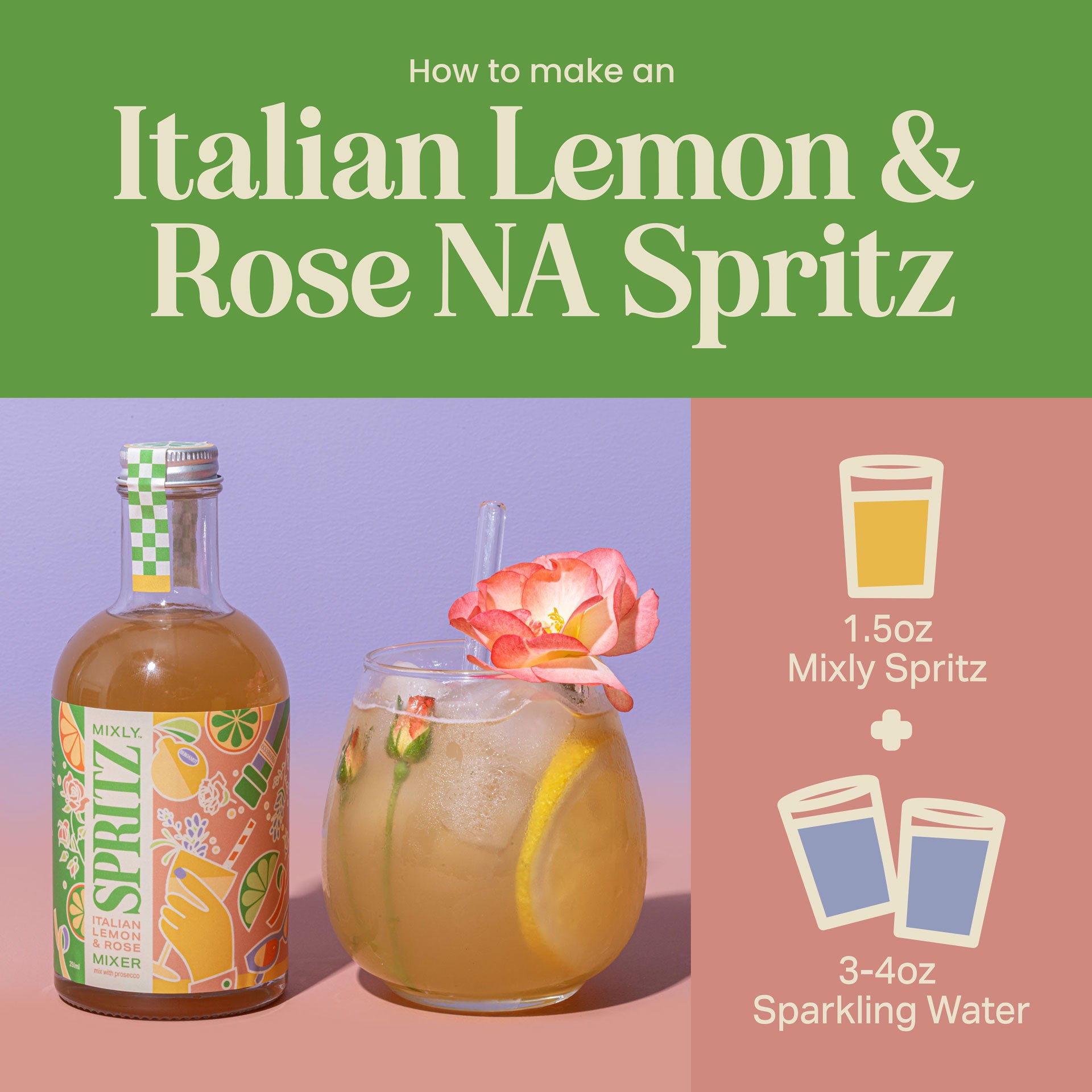 New! Italian Lemon & Rose Spritz | Non Alcoholic Cocktail