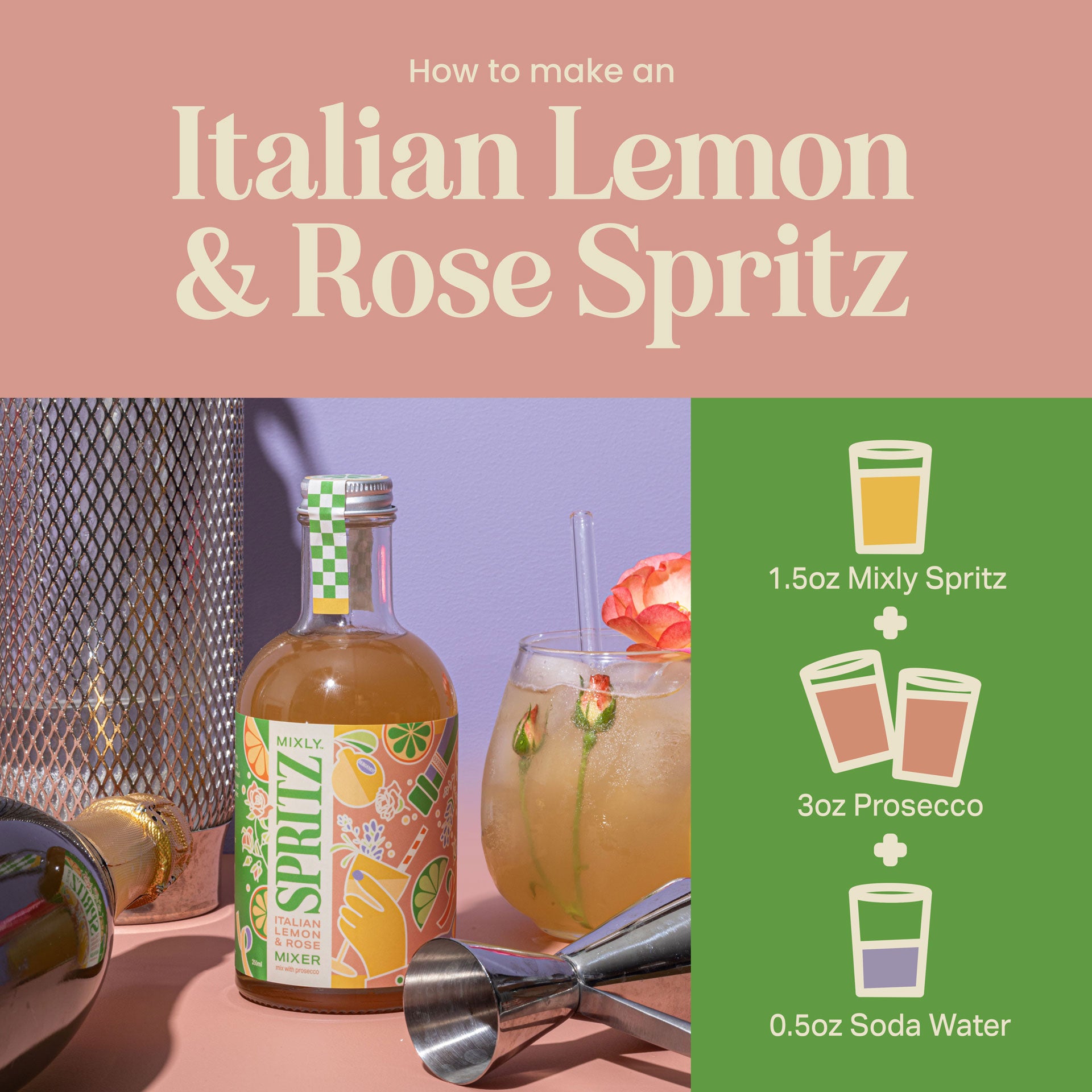 New! Italian Lemon & Rose Spritz | Non Alcoholic Cocktail