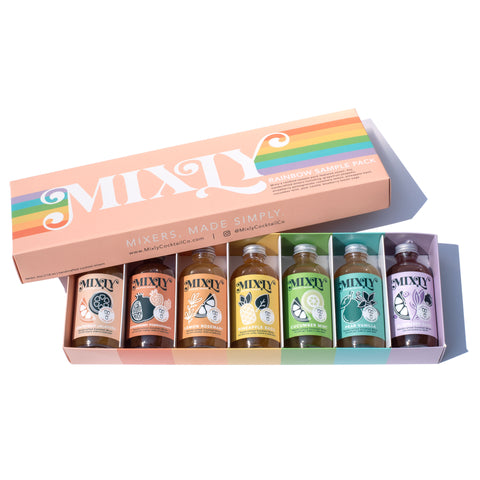 Mixly Rainbow Sample Pack of Premade Cocktail and Mocktail Mixers