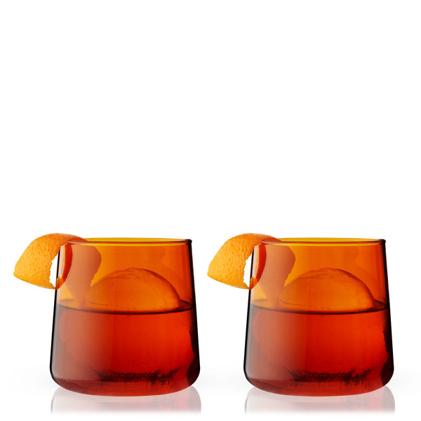Aurora Amber Cocktail Tumblers, Set of 2 – Mixly Co