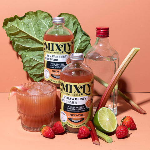 Strawberry Rhubarb Limited Time Summer Cocktail and Mocktail Mixer