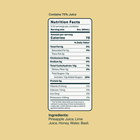 Pineapple Basil Ingredient Label Mixly Cocktail and Mocktail Mixer